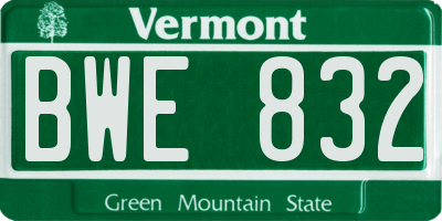 VT license plate BWE832