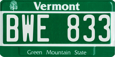 VT license plate BWE833