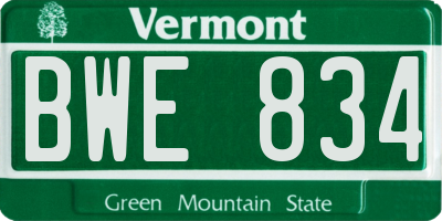 VT license plate BWE834
