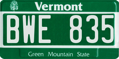 VT license plate BWE835