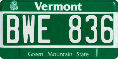 VT license plate BWE836