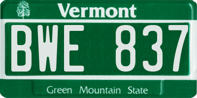 VT license plate BWE837
