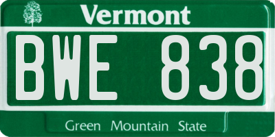 VT license plate BWE838