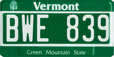 VT license plate BWE839