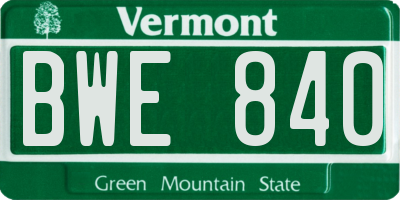 VT license plate BWE840