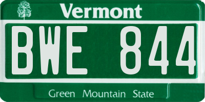 VT license plate BWE844