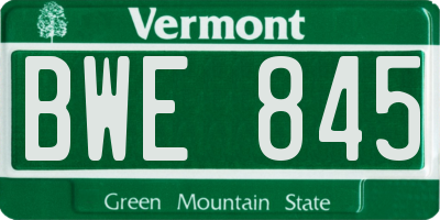 VT license plate BWE845