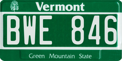 VT license plate BWE846