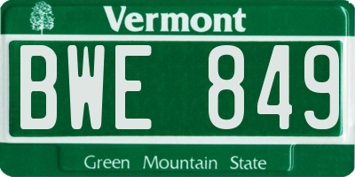 VT license plate BWE849