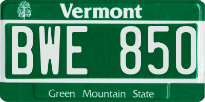 VT license plate BWE850