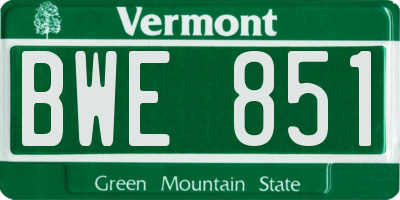 VT license plate BWE851