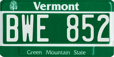 VT license plate BWE852