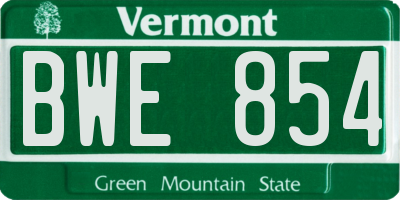VT license plate BWE854