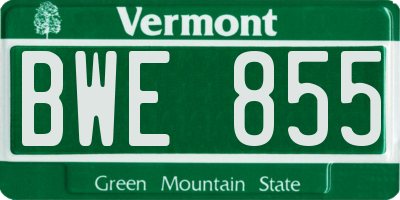 VT license plate BWE855