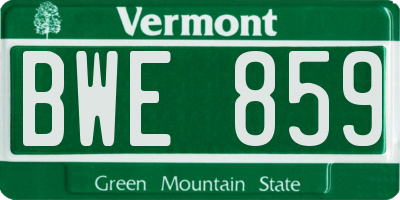 VT license plate BWE859