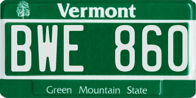 VT license plate BWE860