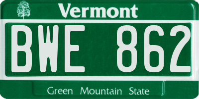 VT license plate BWE862