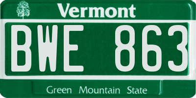 VT license plate BWE863