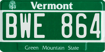 VT license plate BWE864