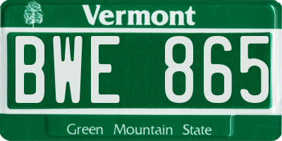 VT license plate BWE865