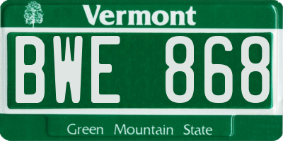 VT license plate BWE868
