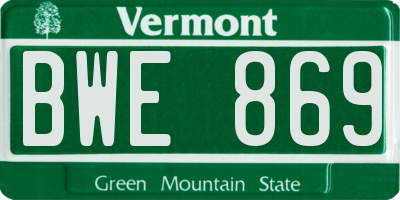VT license plate BWE869