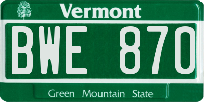 VT license plate BWE870