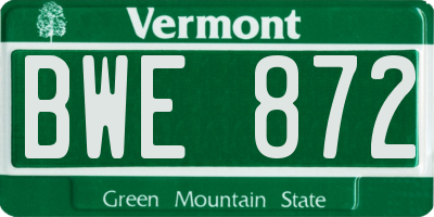 VT license plate BWE872