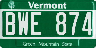 VT license plate BWE874