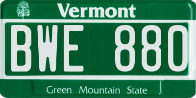 VT license plate BWE880