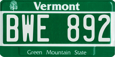 VT license plate BWE892