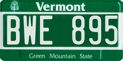 VT license plate BWE895