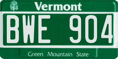 VT license plate BWE904