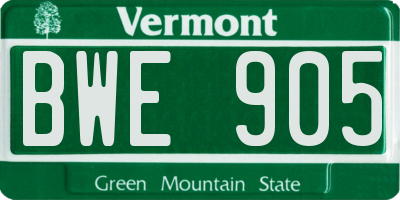 VT license plate BWE905