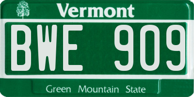 VT license plate BWE909