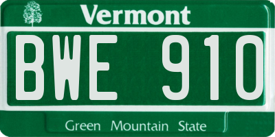VT license plate BWE910