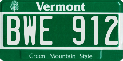 VT license plate BWE912
