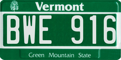 VT license plate BWE916