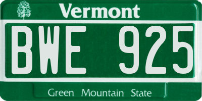 VT license plate BWE925