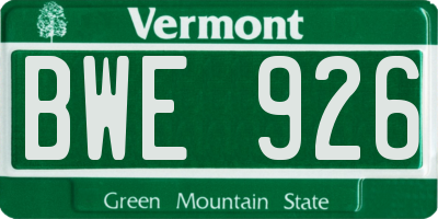 VT license plate BWE926