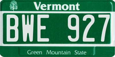 VT license plate BWE927