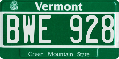 VT license plate BWE928