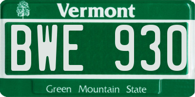 VT license plate BWE930