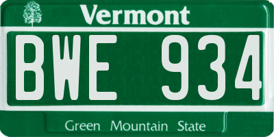 VT license plate BWE934