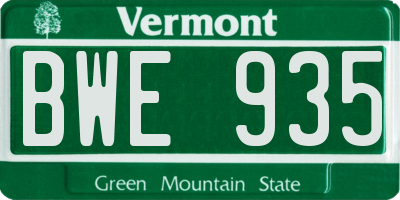 VT license plate BWE935