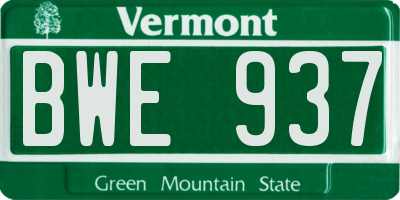 VT license plate BWE937