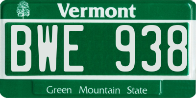 VT license plate BWE938