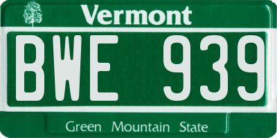 VT license plate BWE939