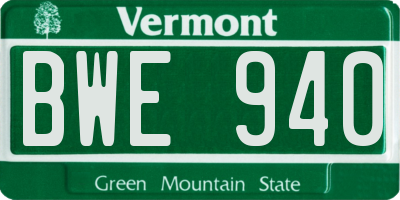 VT license plate BWE940