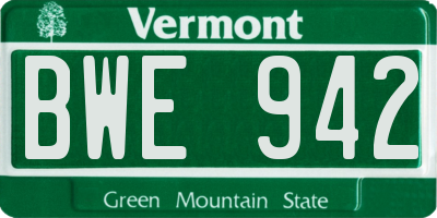 VT license plate BWE942